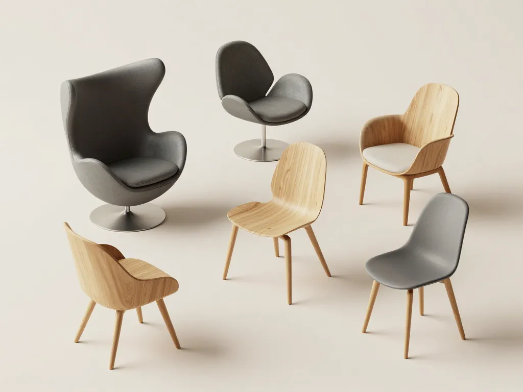 Chaises design Arne Jacobsen Egg Chair Swan Série 7 Fourmi