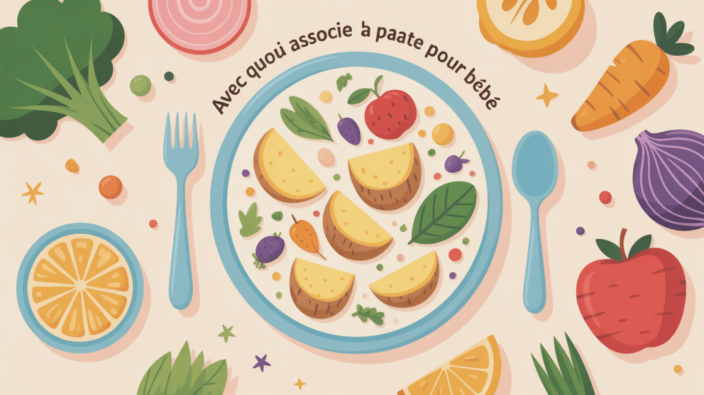 avec quoi mélanger la patate douce pour bébé illustration assiette colorée