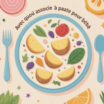 avec quoi mélanger la patate douce pour bébé illustration assiette colorée