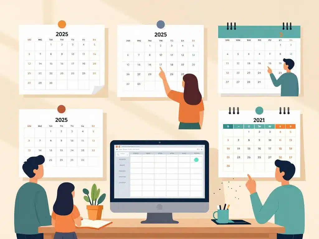 calendrier mensuel 2025 différents formats usages