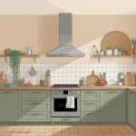 Couleur mur cuisine tendance 2024 illustration chaleureuse moderne