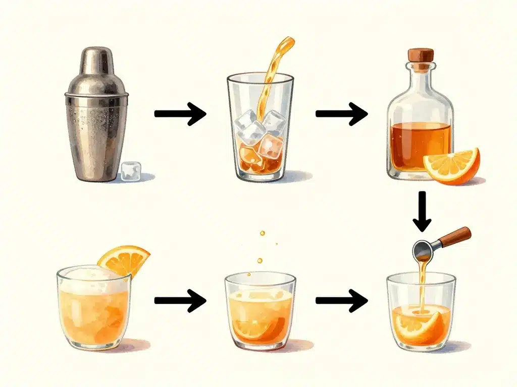 étapes préparation whisky sour classique schéma