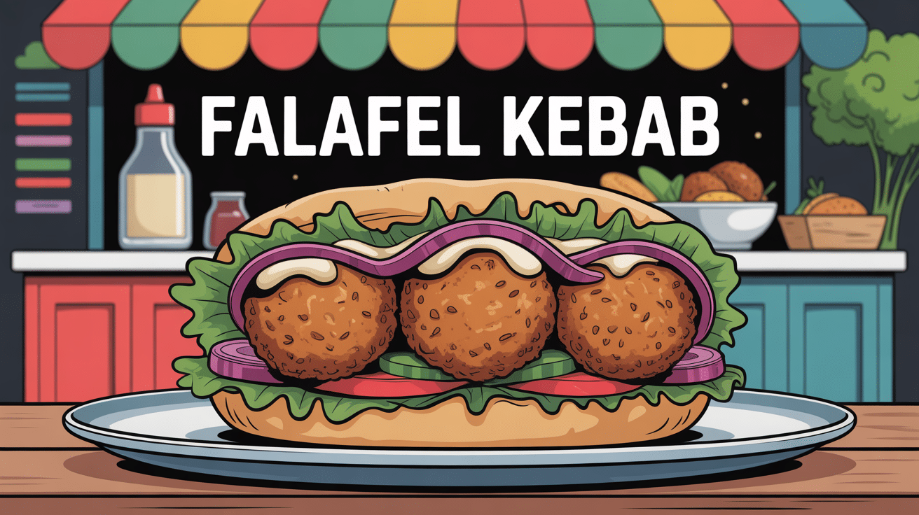 illustration falafel kebab sandwich street food