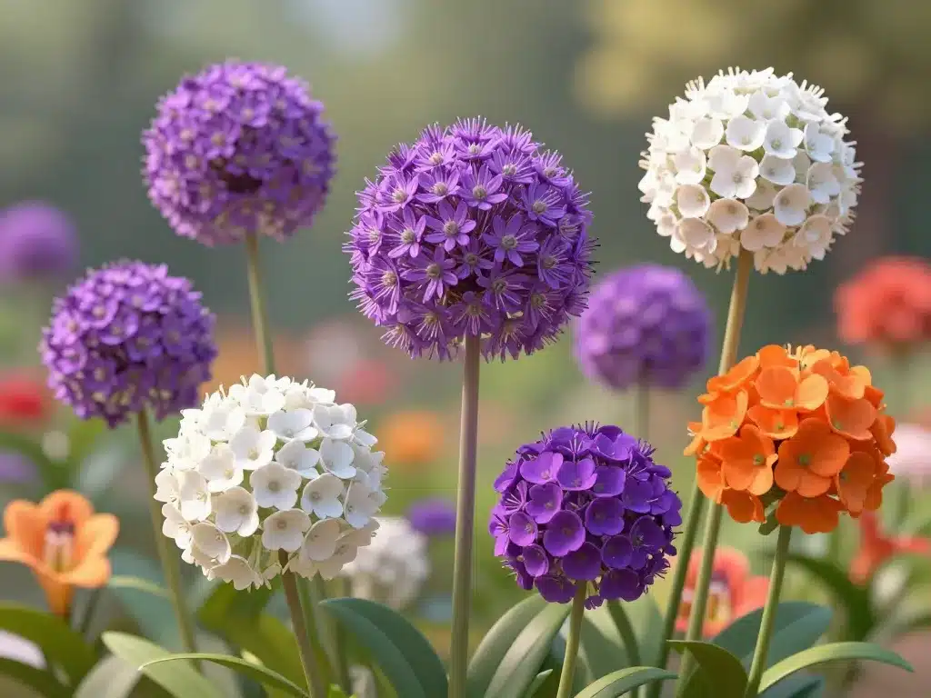 fleurs grosse boule allium viorne gomphrena