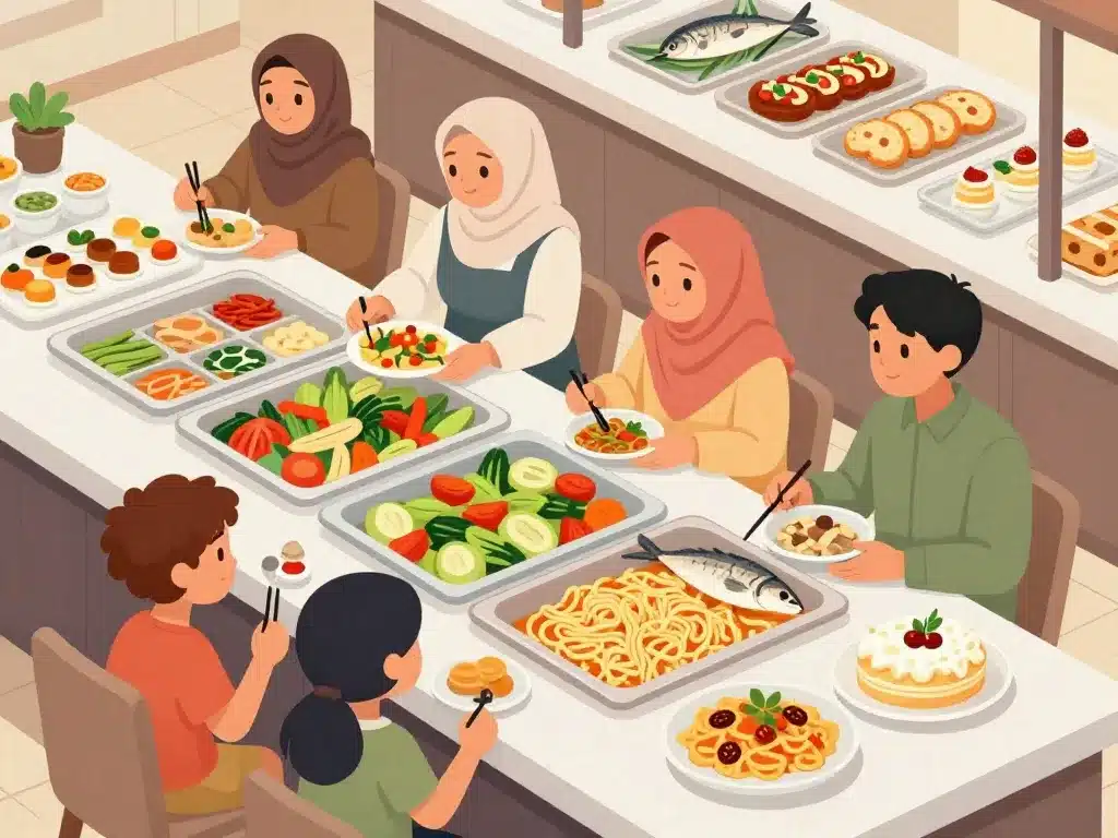 flunch halal buffet plats végétariens poisson