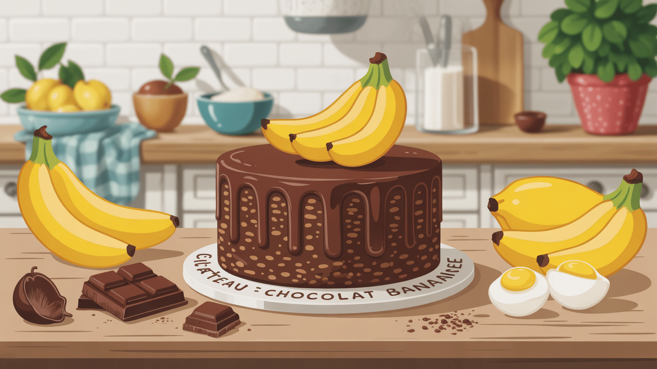 préparation gateau chocolat banane ingrédients principaux cuisine familiale