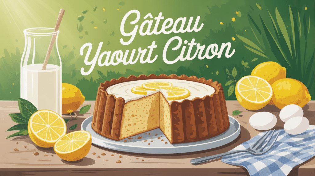 illustration gateau yaourt citron ambiance maison