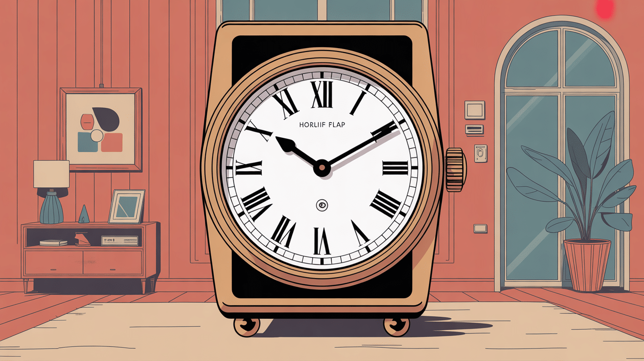 horloge flip flap mécanique stylisée décor rétro moderne