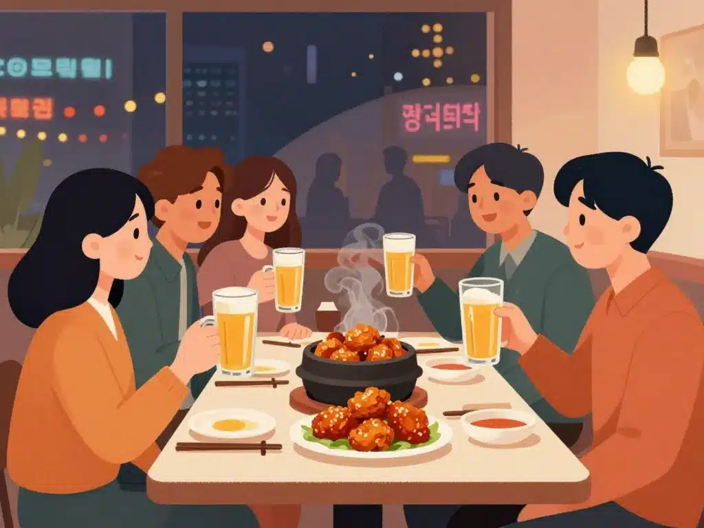 groupe partage k chimaek ambiance coréenne