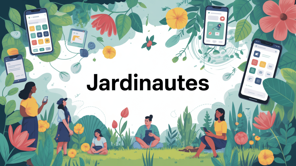 Illustration digitale les jardinautes jardin et technologie