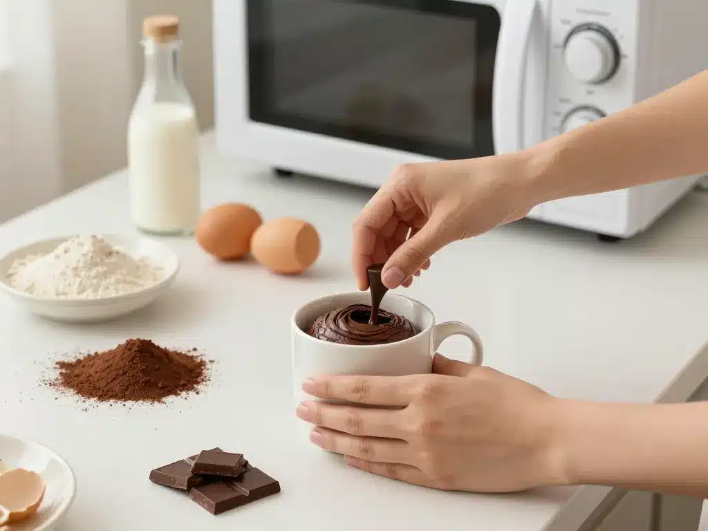 préparation rapide mug cake chocolat