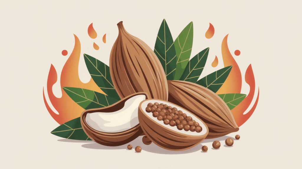 Nutmeg épice artistique graine entière muscadier arômes