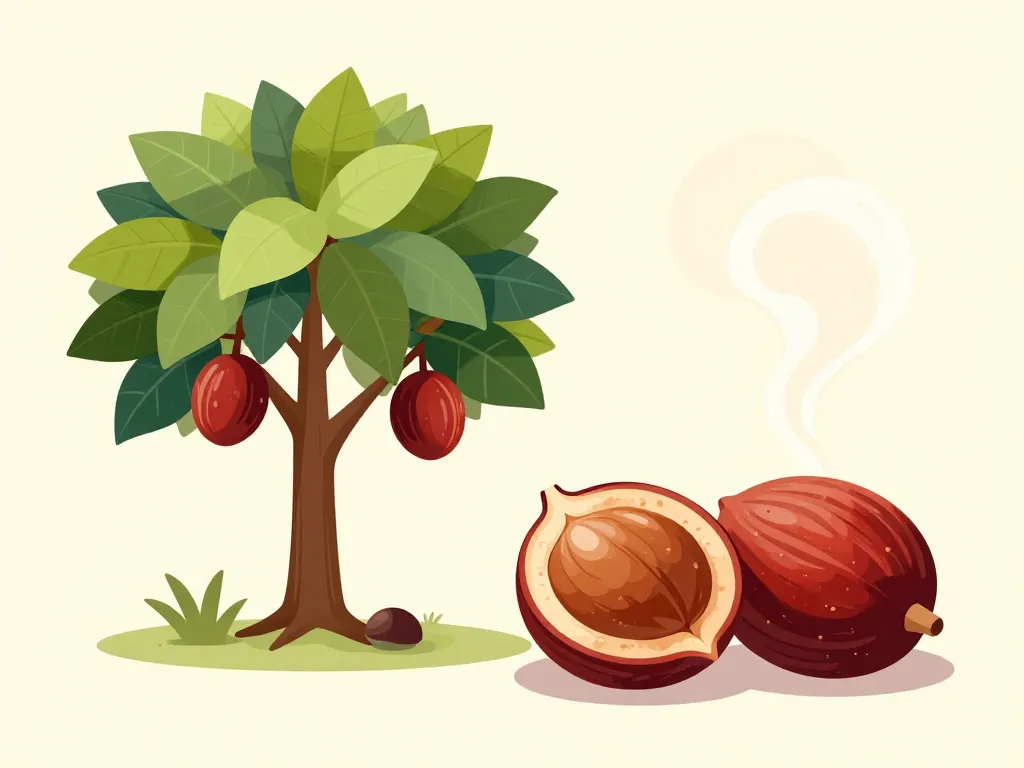Nutmeg arbre fruit propriétés illustration éditoriale