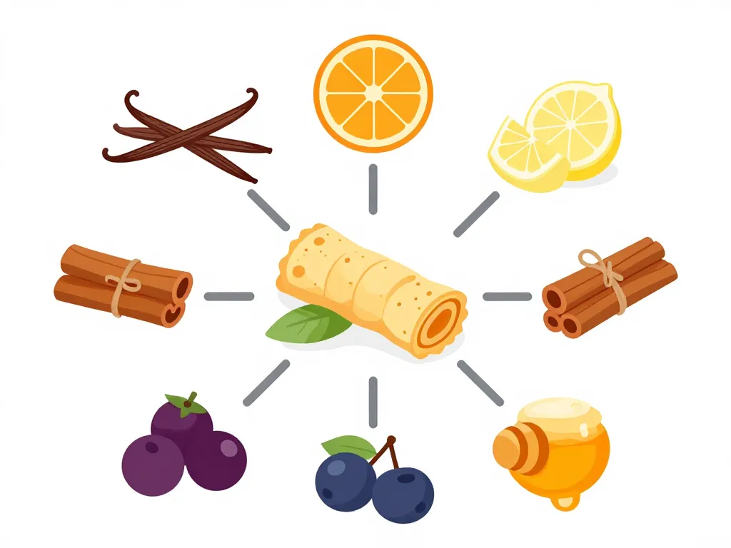 Diagramme saveurs naturelles pâte à crêpes sans sucre vanille agrumes épices