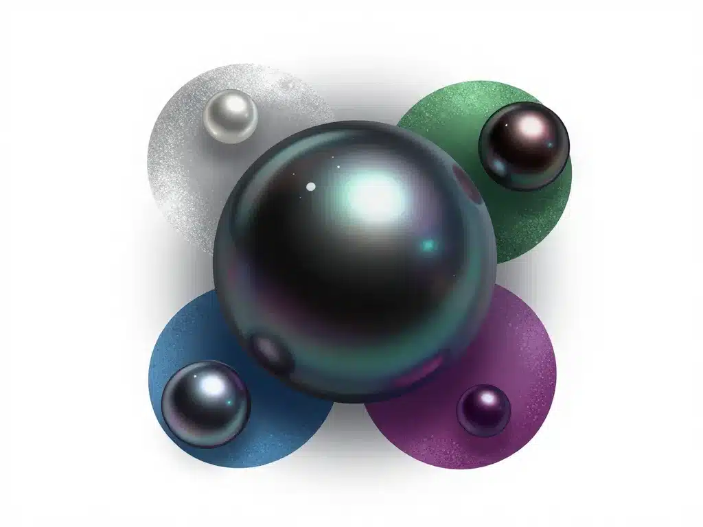 Perle noire brillante entourée d'auras colorées