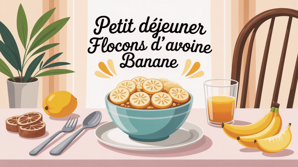 bol petit dejeuner flocon d avoine banane vue plongee