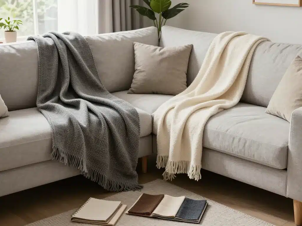 canapé d'angle avec plusieurs plaids canapé d'angle différents