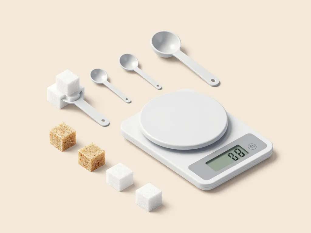 diagramme poids morceau de sucre cuillère balance