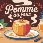 pomme au four caramélisée sur assiette décor cuisine