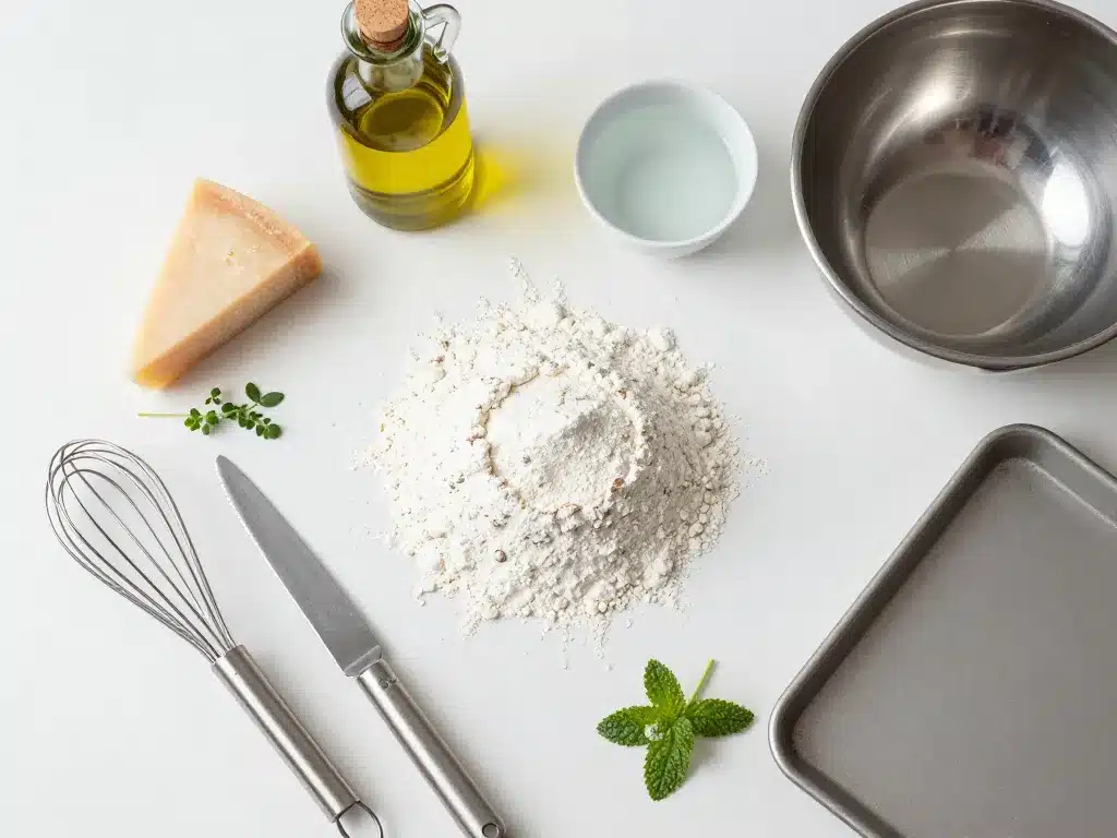 Recette des navettes salées avec ingrédients et ustensiles de base