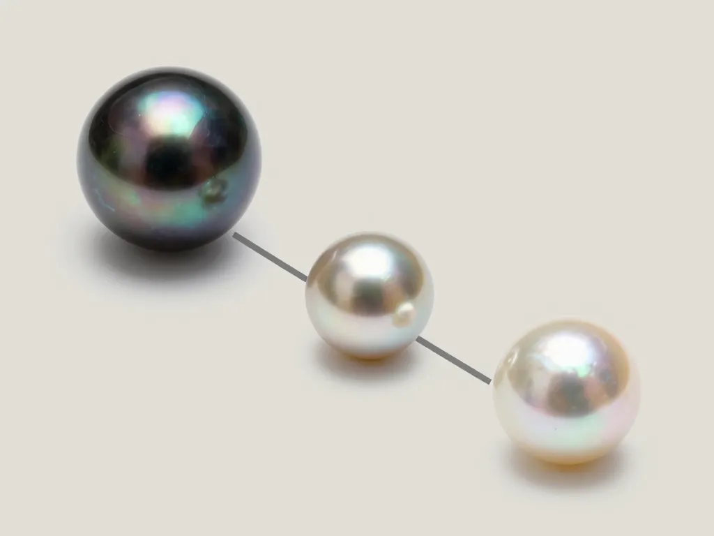 Diagramme comparatif des perles noires Tahiti, eau douce et naturelle