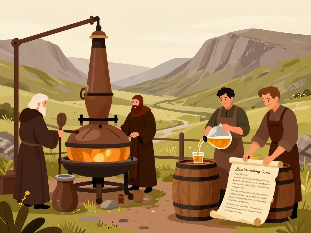 Origines et spécificités whisky scottish illustration distillation