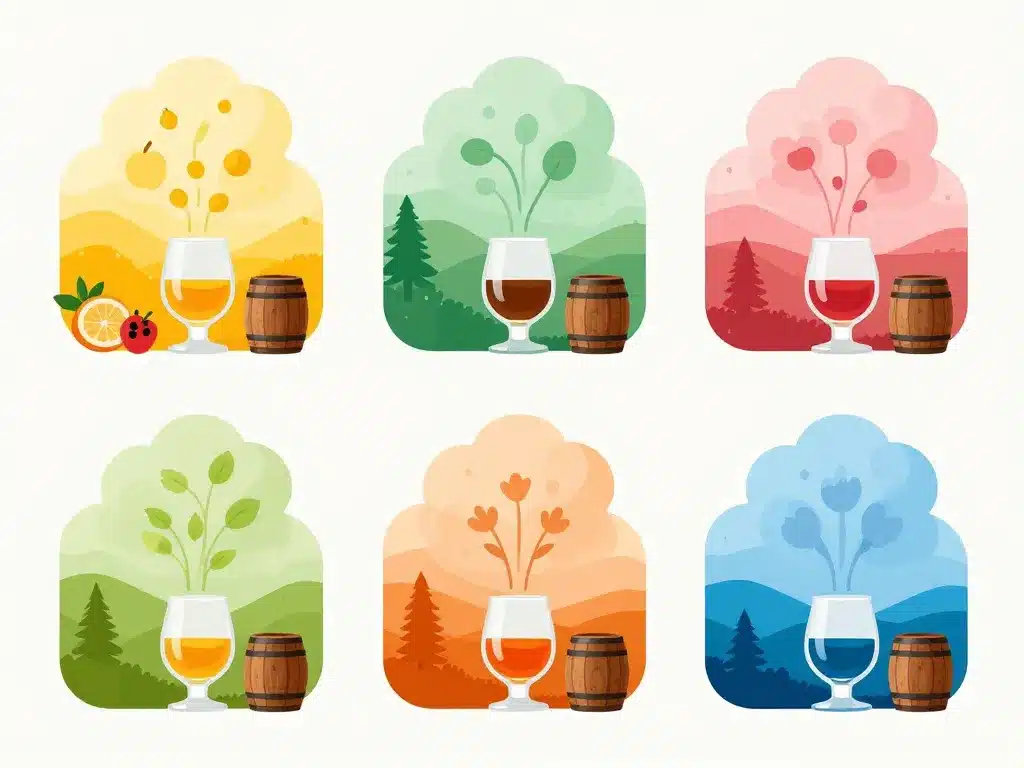 Styles régions arômes whisky scottish concept visuel