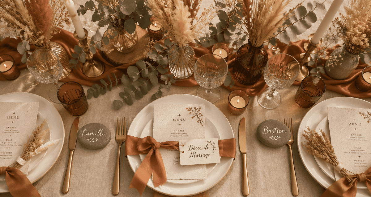 decos de mariage table bohème terracotta