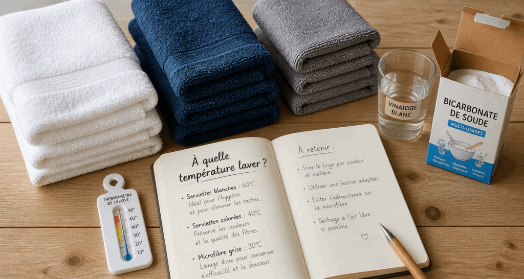 a combien laver les serviettes piles bain thermomètre vinaigre bicarbonate