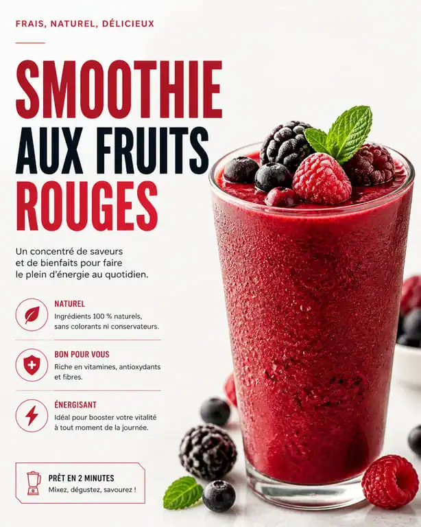 Smoothie aux fruits rouges surgelés dans un verre
