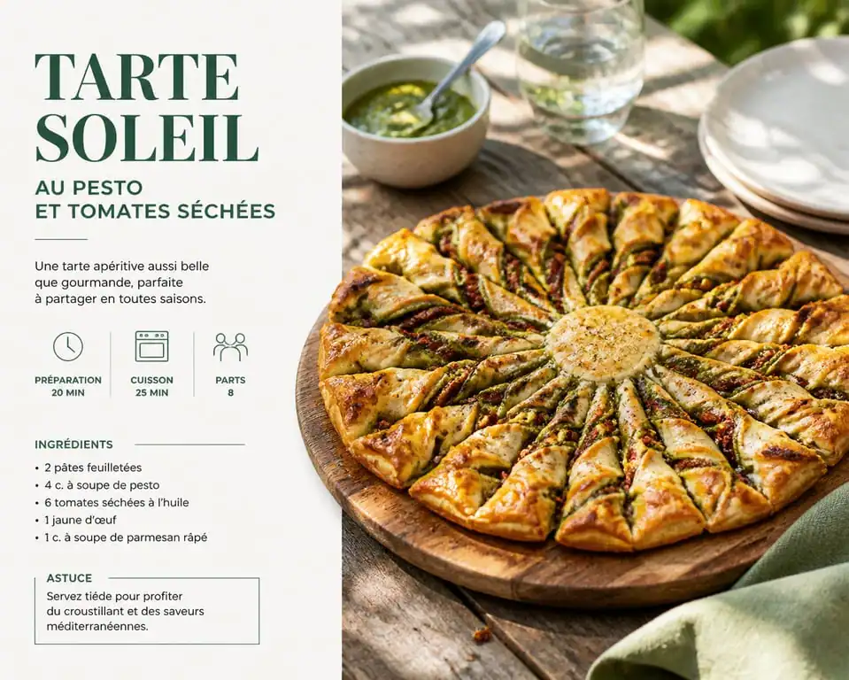 Tarte Soleil au pesto et tomates séchées pour la fête des voisins