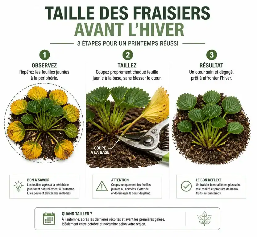 Technique de taille des feuilles de fraisiers avant l'hiver pour un jardinage sain