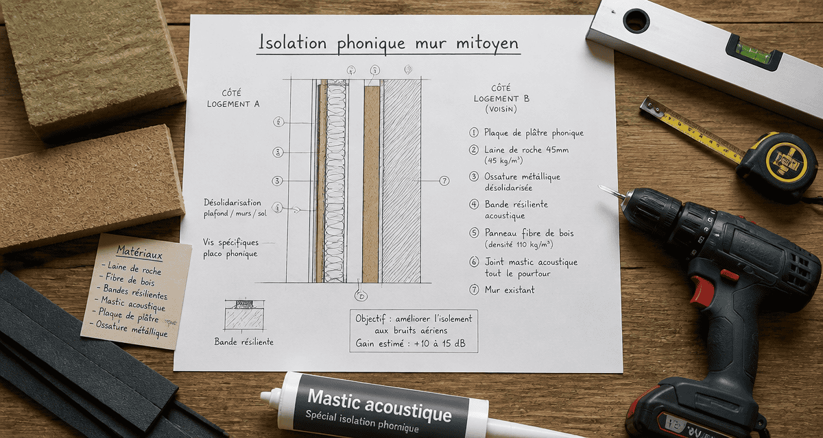 isoler phoniquement un mur mitoyen outils et matériaux