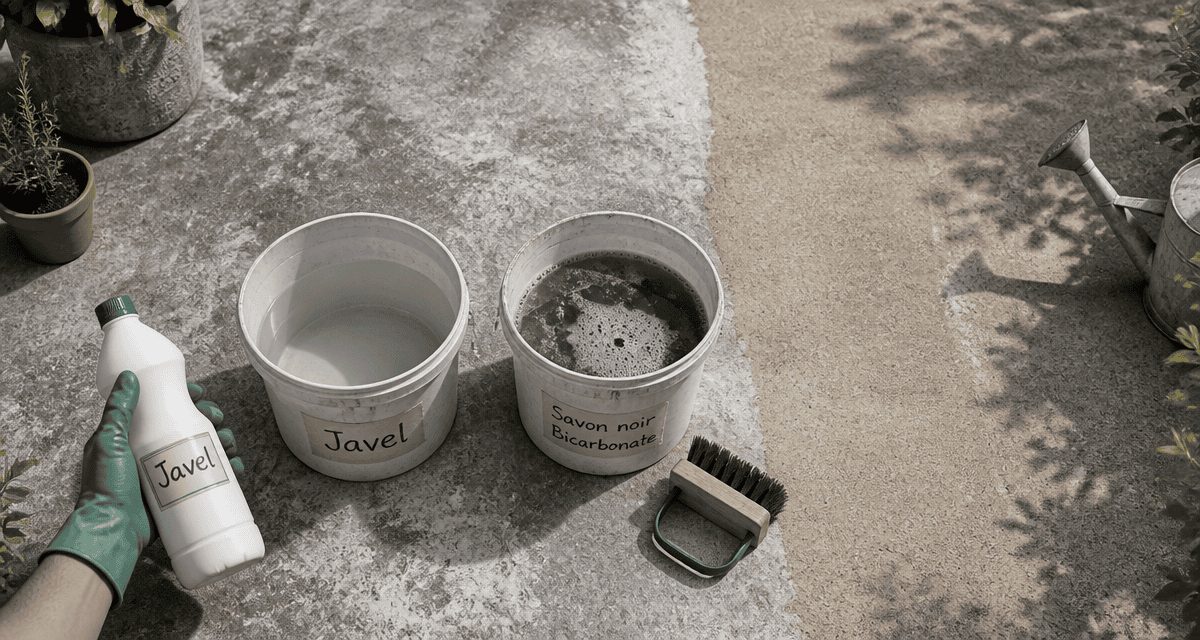 nettoyage dalle terrasse javel vs savon brosse