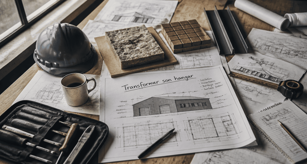 plans techniques hangar aménagé en maison