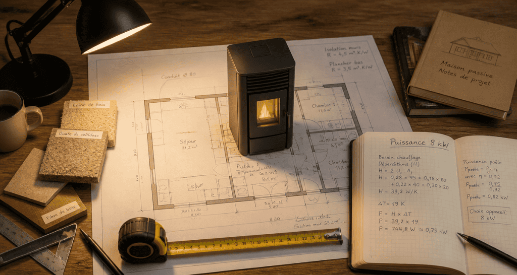 poêle à granulés 8 kw combien de m2 plan maison