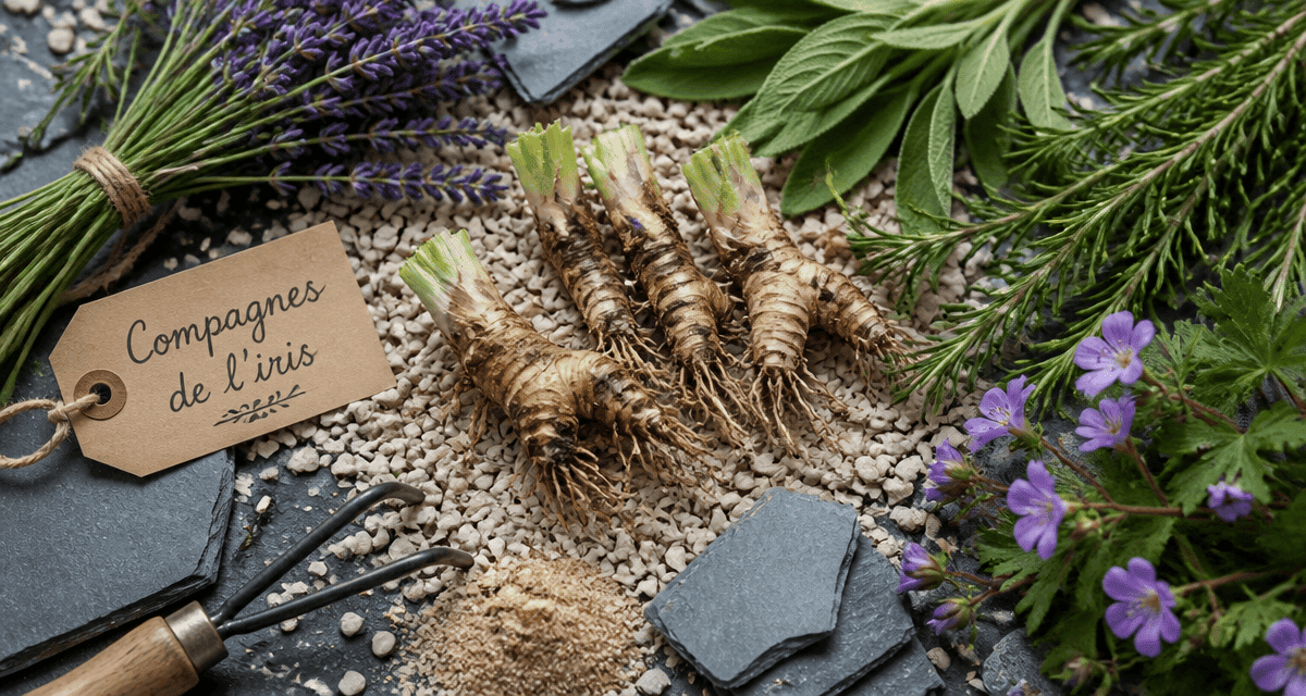 que mettre au pied des iris plantes compagnes paillis