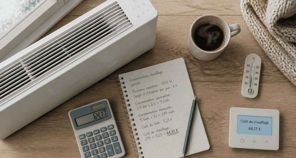 radiateur à inertie consommation sur bureau moderne