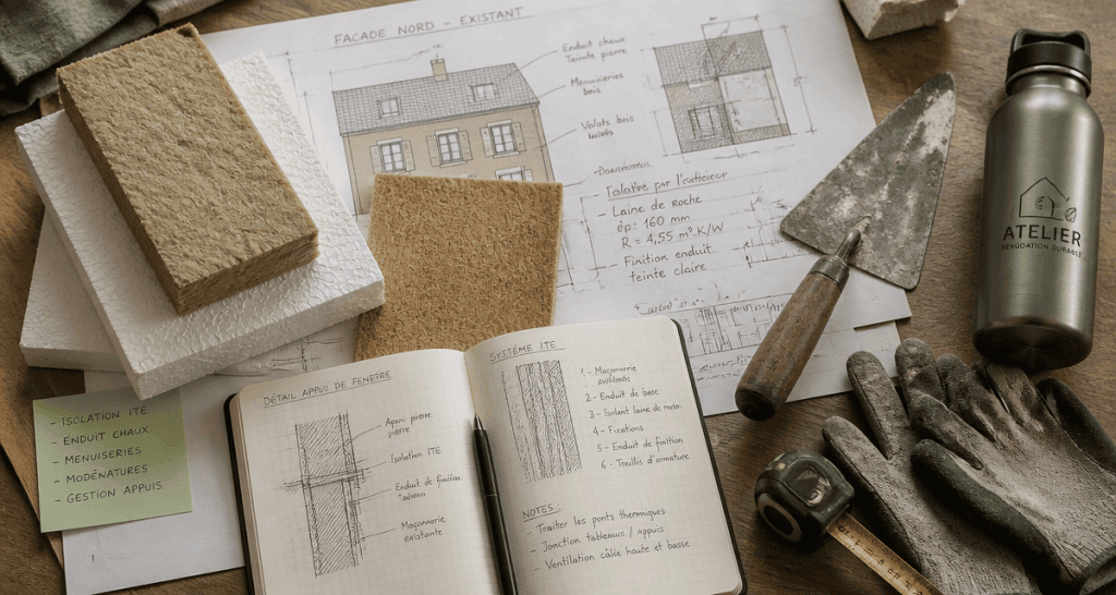 Ravalement ITE isolants sur plan de façade