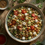 recette de pois chiche en salade avec feta et légumes