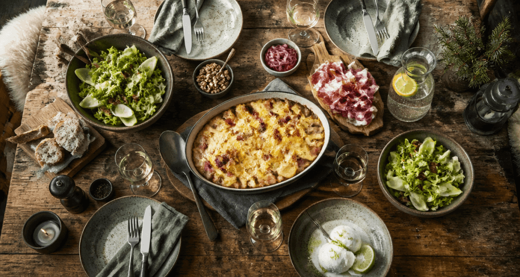 tartiflette accompagnement salade et pickles