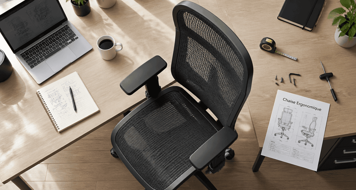 top chaise ergonomique sur bureau organisé