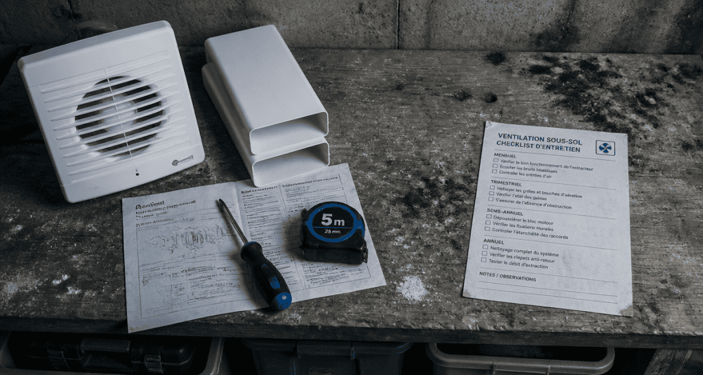 ventilation mecanique sous sol extracteur checklist