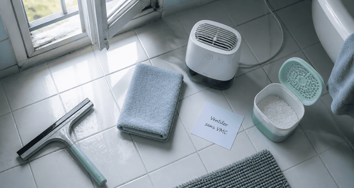 ventiler une salle de bain sans VMC vue objets et fenêtre