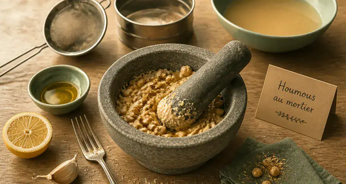 Comment mixer sans mixeur : mortier pour texture lisse d’houmous