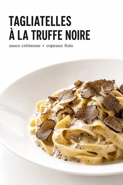 Assiette de tagliatelles nappées d'une sauce à la truffe onctueuse et raffinée