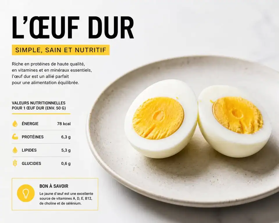 Œuf dur coupé en deux avec un jaune parfait, idéal pour le temps de cuisson des œufs durs à l'eau froide.