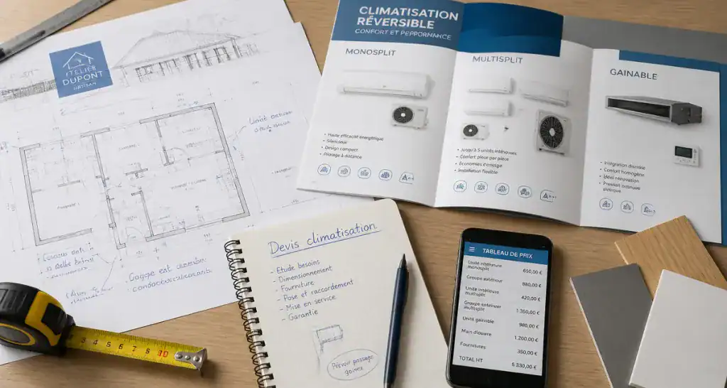 prix clim réversible plans devis artisan