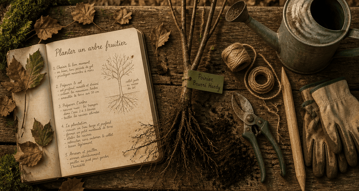quand planter un arbre fruitier outils racines nues