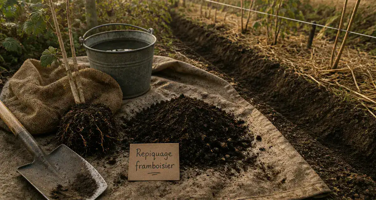 Quand repiquer des framboisiers : motte et racines à replanter